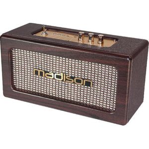 Madison - FREESOUND-VINTAGE-WD - Op batterijen werkende vintage luidspreker met USB, Bluetooth en AUX-IN - 2 x 10W - Afgewerkt in hout