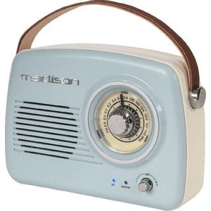 Madison - FREESOUND-VR30 - Vintage lange batterij radio met Bluetooth en FM - 30W - Lichtblauw