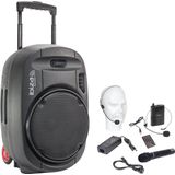 Ibiza - PORT12UHF-MKII-TWS - Draagbare luidspreker 12""/700W MAX met 2 microfoons (UHF), afstandsbediening en beschermhoes - Bluetooth, USB, SD & TWS - 5 tot 7 uur autonomie
