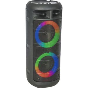 Party Light & Sound - ALFA-2600-200W accu luidspreker met verlichte woofer, Bluetooth, Micro-SD, AUX en USB - Zwart