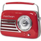 Madison Freesound-VR40R Draagbare Retro Radio met Bluetooth en USB