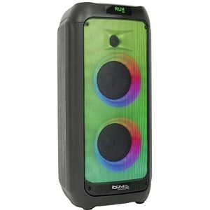 Ibiza - WAVE6-250W/2x5.25"" Batterij gevoede Luidspreker met Bluetooth, USB en microSD - WAVE LED Effect en TWS draadloze verbinding - Zwart