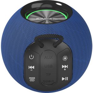 Ibiza - BOOMY - Batterijgevoede 2,5"" Bluetooth 360° draagbare ronde luidspreker met LED-lichtringen en TWS-functie - Middernachtblauw