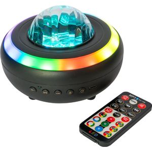 Party Light & Sound - NEBULA - 2-in-1 luidspreker op oplaadbare batterij met projectie van noorderlicht en LED strobe - Bluetooth, afstandsbediening, USB-C kabel - Zwart