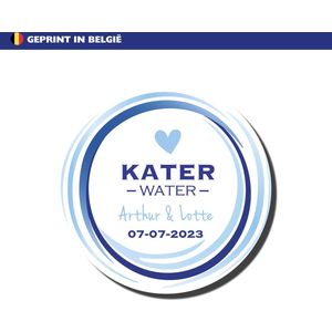 Katerwater 6cm | 60mm | Sticker | Etiket | Gepersonaliseerd | Met naam | Per 12 | Kater water | Feest | Trouw | Hangover kit | Vrijgezellen | Bedankje