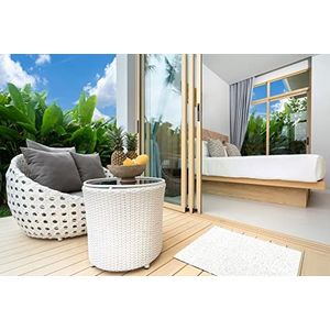 eGrass Premium Kunstgras Mat Tuin Patio Balkon Terras, Binnen & Buiten, Extreme UV-bestendigheid Waterdoorlatend 8 jaar garantie VALENCIA - DEURMAT - WIT 44CM x 66CM