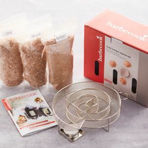 Barbecook - Smokerbox - Starter Set Met 3 Soorten Rookmot - Rookgenerator - Rookdoos - Koud roken BBQ/Barbeque - Cold smoke - Spiraal - RVS - Ø 17 cm