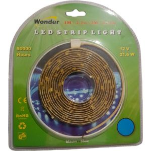 Wonder blauwe ledstrip light 12volt 21,6Watt 3meter incl aansluit kabel kan opmaat worden geknipt