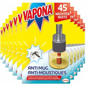 12x Vapona Anti-Mug Muggenstekker Navulling 45 nachten 18 ml