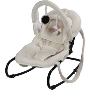 Ding Viggo Bouclé Off-white Wipstoel - Zachte Teddy Stof - Verstelbare Rugleuning