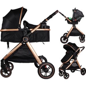Ding Liam Black/Rose 3-in-1 Combi Kinderwagen Incl. Autostoel