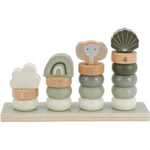 Label - Houten Stapelringen - Olijfgroen