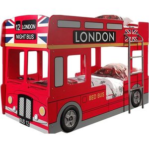 Vipack Stapelbed London bus - 90 x 200 cm - rood