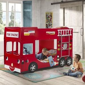 Vipack Stapelbed Brandweerauto - 90 x 200 cm - rood