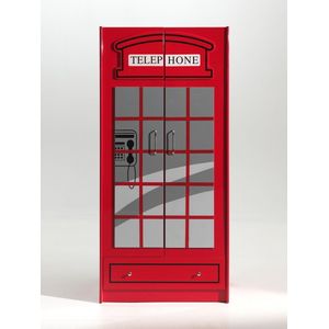 Vipack Kledingkast Londen Kast in look van een Londense telefooncel met lade