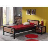 Kinderbed Alex Industrieel 90x200 cm - bruin/zwart