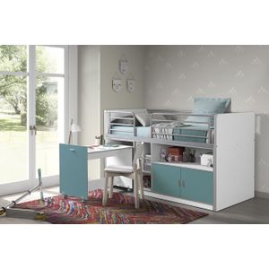 Halfhoogslaper met bureau Bonny 91 - turquoise
