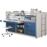 Halfhoogslaper met bureau Bonny 95 - blauw