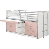 Halfhoogslaper met bureau Bonny 95 - roze