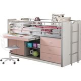 Halfhoogslaper met bureau Bonny 95 - roze