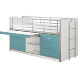 Halfhoogslaper met bureau Bonny 95 - turquoise