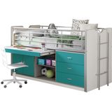 Halfhoogslaper met bureau Bonny 95 - turquoise