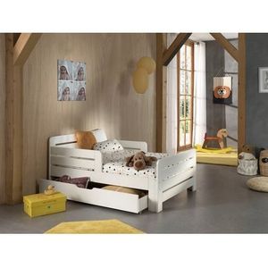 Vipack Bed Jumper met lade en matras 140+60cm - 90 x 200 cm - wit