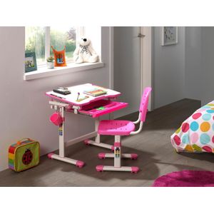 Vipack-Kinderbureau-verstelbaar-Comfortline-201-met-stoel-roze-en-wit