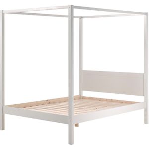 Vipack Himmelbett 140 x 200 cm, mit Lattenrost und Himmel Gestänge Farbe weiß