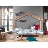 Vipack Bed Dallas als huis - Kinderbed - 90 x 200 cm - Naturel