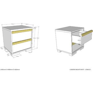 Vipack-Nachtkastje-London-met-2-lades-hout-antracietkleurig