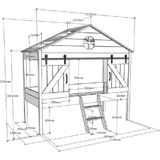 Vipack - Barnie - Halfhoogslaper - Wit - Grenenhout - Inclusief Bedbodem