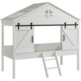 Vipack - Barnie - Halfhoogslaper - Wit - Grenenhout - Inclusief Bedbodem