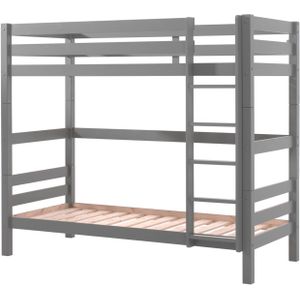 Vipack Stapelbed Pino hoog - 90 x 200 cm - grijs