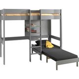 Vipack Hoogslaper Pino met zetelbed - 90 x 200 cm - grijs