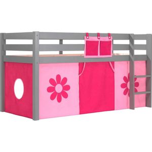 Vipack - Halfhoogslaper Charlotte met bedtent Flower - 90x200 - Grijs