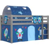 Spielbett Pino mit Textilset Vorhang, Tunnel und 3 Taschen versch. Designs