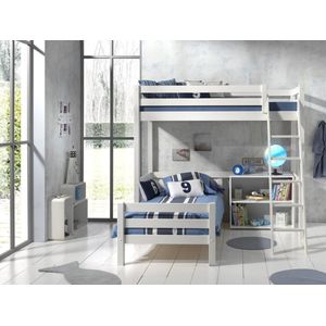 Vipack - slaper Claire met bed Anne en boekenkast - 90x200 - Wit