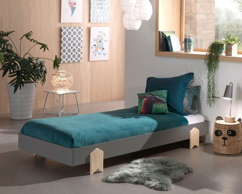 Modulo Einzelbett/Stapelbett 90 x 200 cm Liegefläche, grau lackiert, versch. Ausführungen