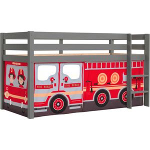 Halfhoogslaper Charlotte met bedtent Fire Truck - grijs