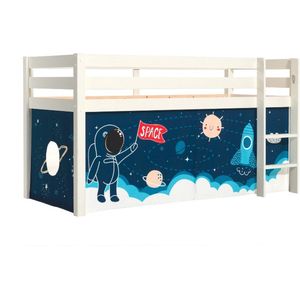 Vipack - Halfhoogslaper met glijbaan Astrid met bedtent Space Shuttle - 90x200 - Bruin