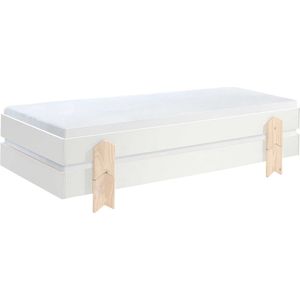 Kinderbed Modulo arrow 90x200 stapelbaar set van 2- wit/dennenhout