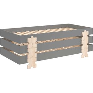 Vipack - Kinderbed Modulo Puzzle stapelbaar set van 3 - 90x200 - Antraciet