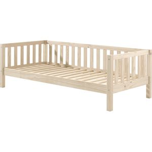 Kojen Bett Fritz mit Sprossenumrandung u. Rolllattenrost, Liegefläche 90 x 200, versch. Ausführungen, Milky White lackiert