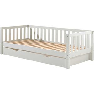 Vipack Einzelbett, (Made in Europe), Sprossenumrandung, Liegefläche 90x200 cm, in Milky Pine oder Weiß