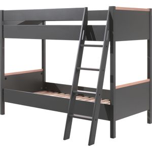 Vipack - Londen - Stapelbed - Antraciet - Spaanplaat Melamine - Inclusief Bedbodems