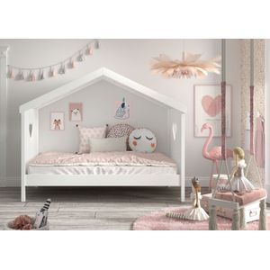 Hausbett Amori mit Liegefläche 90 x 200 cm, inkl. Rolllattenros - versch. Ausführungen -Ausf. Kiefer und MDF weiß lackiert