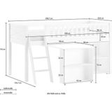 Kinderzimmer-Set Scott - Halbhochbett, Schreibtisch & Bücherregal - Weiß