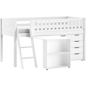 Kinderkamerset Scott - Halfhoogslaper, commode & bureau - Wit