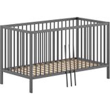 Peuterbed Dino 70x140cm - verstelbaar - antraciet dennenhout